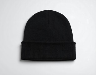 Black beanie on white background