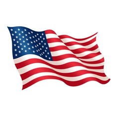 USA Flag Vector Illustration Isolated on White Background &ndash; Patriotic American Clipart Design