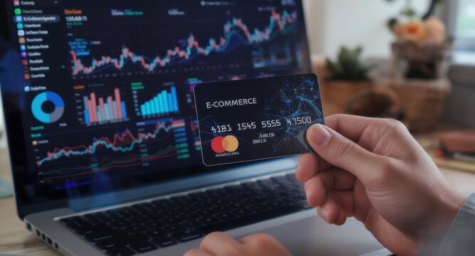 Person reviewing trading screen on laptop