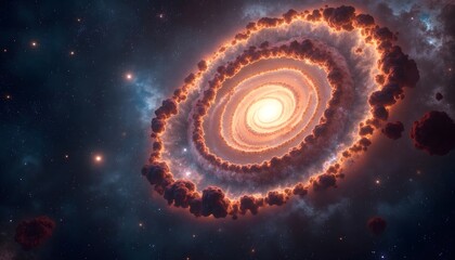 Fiery Ring Nebula, Cosmic Explosion, Space Art