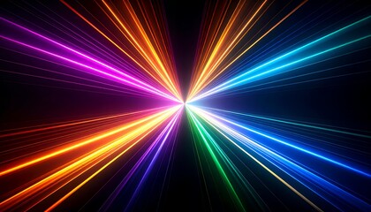 Abstract Rainbow Laser Light Show Burst.