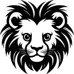 Fototapeta premium Lion Baby | Black and White Vector illustration