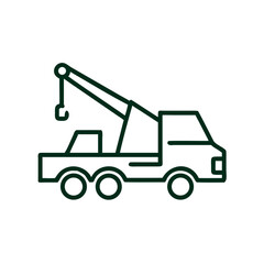 Naklejka premium Tow truck icon with crane attachment in minimalistic line style 