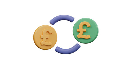 3d Currency Exchange Pound Coins Finance Business Transparent Background