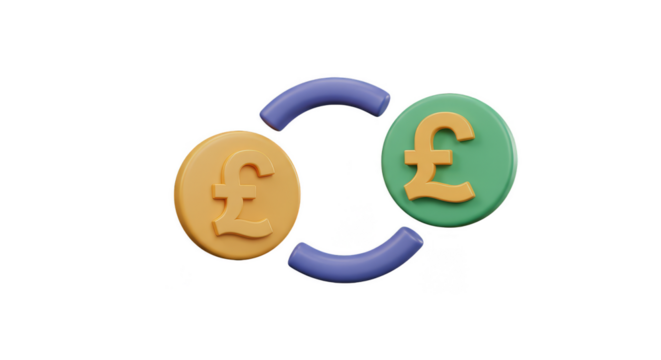 3d Currency Exchange Pound Coins Finance Business Transparent Background