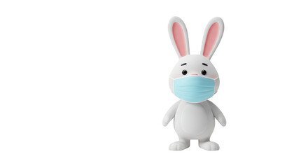 Obraz premium 3D Easter Bunny with Mask Protection Against Coronavirus Pandemic