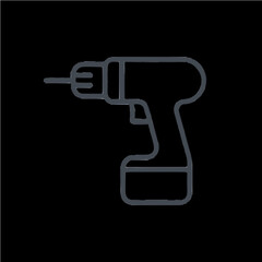 Minimalist electric drill icon. Essential tool symbol for construction, DIY & repair apps.