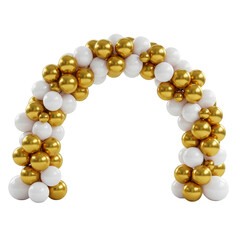 3D Gold and White Balloon Arch Celebration Event Transparent