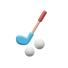 3d Golf Club and Balls Sport Game on Transparent Background