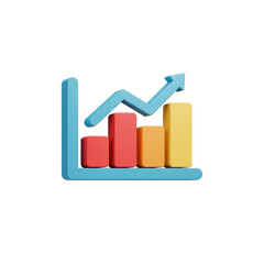 3D Graph Chart for Business Success Finance Diagram Transparent Background