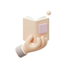 3D Hand Holding Open Book Education Knowledge Illustration