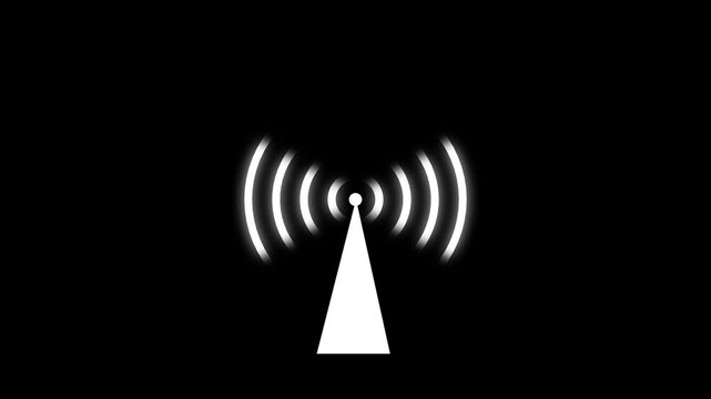 Glowing radio waves. Abstract neon background. Bright connection signal concept. Abstract blue neon light circle loading icon and neon radio waves animation.