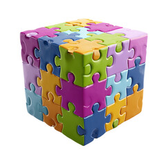 Puzzle cube colorful jigsaw pieces solution teamwork strategy problem solving business concept success together 100