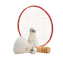 Badminton racket and shuttlecock equipment for sport indoor game recreational activity competitive match