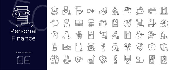 Personal Finance Line Editable Icons set. Vector illustration in modern thin line style of Personal Finance icons: personal, finance, income, investment, etc