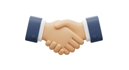 3D Handshake Illustration Deal Partnership Agreement Cooperation