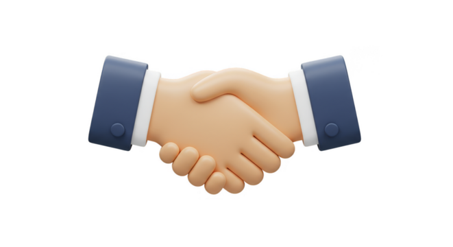 3D Handshake Illustration Deal Partnership Agreement Cooperation