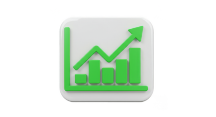 3D Growth Chart Arrow Graph Success Illustration on Transparent BG