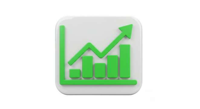 3D Growth Chart Arrow Graph Success Illustration on Transparent BG