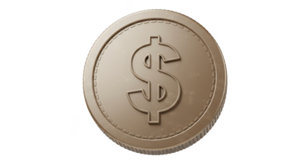 3D Golden Dollar Coin Wealth Investment Currency Isolated Background