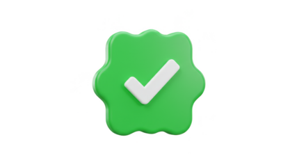 3D Green Check Mark Validation for Agreement Confirmation Symbol