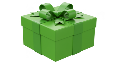 3D Green Gift Box Tied with Ribbon for Celebration Transparent