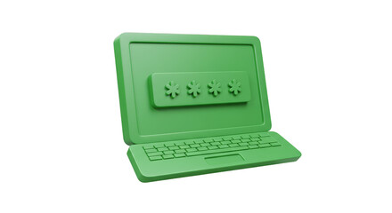 3D Green Computer Security Password Internet Data Protection