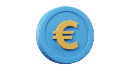 Fototapeta premium 3D Illustration of Golden Euro Coin Blue Round Currency Symbol