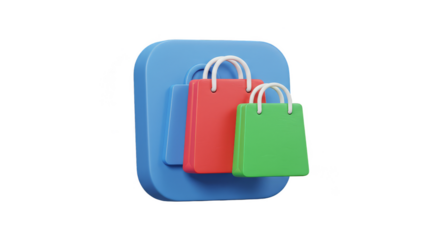 3D Icon of Shopping Bags Retail Commerce Online Sale Purchase