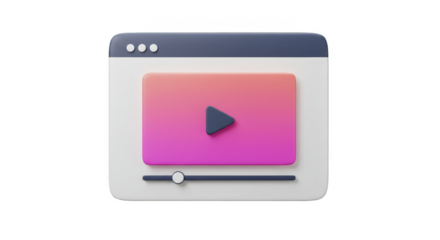 3D Icon of Video Player Browser Window for Website Content