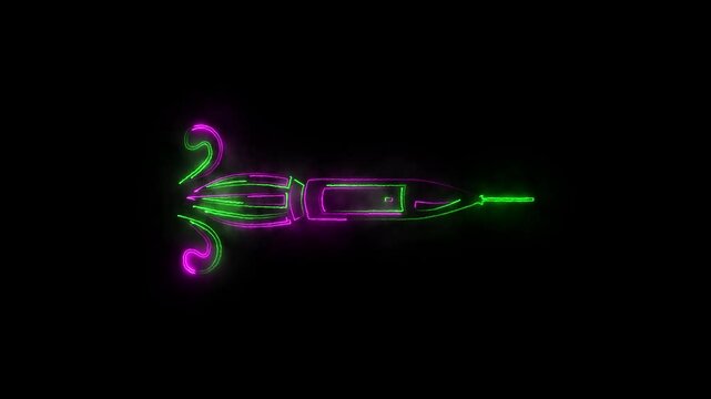 Fleuron typography icon neon fire blue pink color animation black background