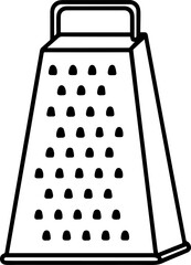 Grater black outline vector and illustration, coloring book page