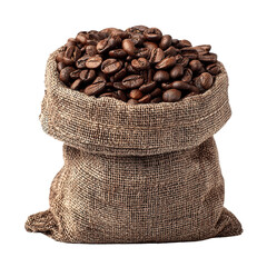 Premium roasted coffee beans in burlap sack high quality coffee beans isolated on black background