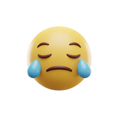Fototapeta premium 3d Illustration of a Sad Crying Yellow Emoji Face with Transparent Background