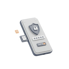 3D Mobile Security Password Protection Shield Lock Data in Isometric