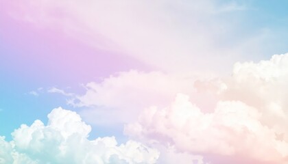 Breathtaking panoramic view of majestic cloudscape with fluffy white clouds against vibrant blue sky