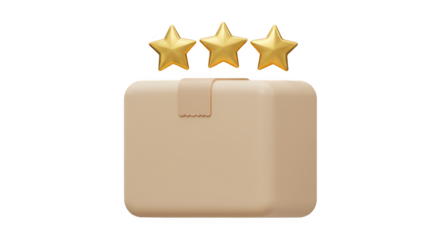 3D Package with Golden Stars Best Product Delivery Transparent Render