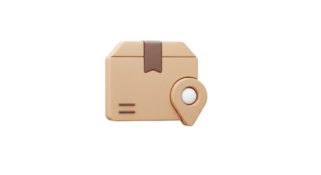 3d Package Location Pin Delivery Box Transparent Background Illustration