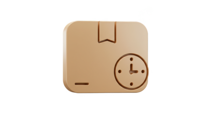 3D Package Time Shipping Delivery Box Deadline in Brown Color