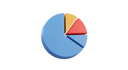 3D Pie Chart Graph Diagram Data Illustration on Transparent Background