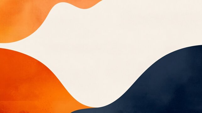 Minimal abstract wave background in orange, white, and navy tones ideal for modern design themes.