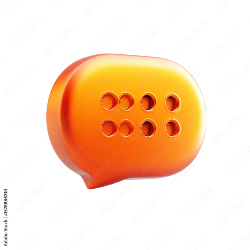 Fototapete orange chat bubble with ellipsis 3d rendered speech dialogue message icon on transparent background