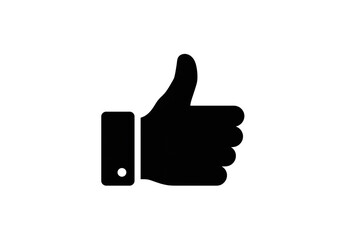 A simple black and white illustration of a thumbs up gesture on a white background with clear details