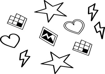 "Minimal Line Art Symbols &ndash; Hearts, Stars, Bolts & Icons Clipart"