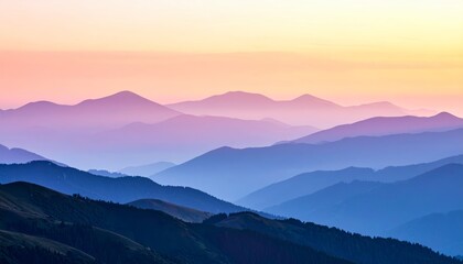 Fototapeta premium Breathtaking sunset over majestic mountain range, a colorful landscape panorama