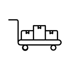 Trolley with boxes for transport in simple line art style  
