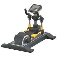 black Yellow Elliptical machine 3D Icon Illustration. Low Poly Style