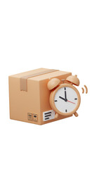 3d Package Delivery Deadline with Alarm Clock Urgency and Fast Shipping