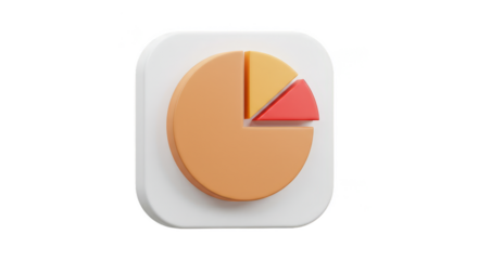 3D Pie Chart Diagram Data Business Report on Transparent Background