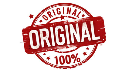 A red original stamp isolated against a black background